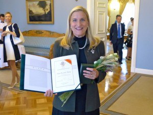 Ruta Sepetys, author of Between Shades of Grey and Out of the Easy, receives the Lithuanian Cross of the Knight of the Order